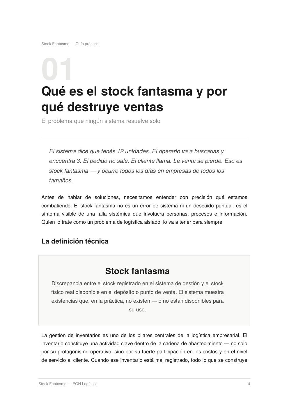 Página de un capítulo del producto